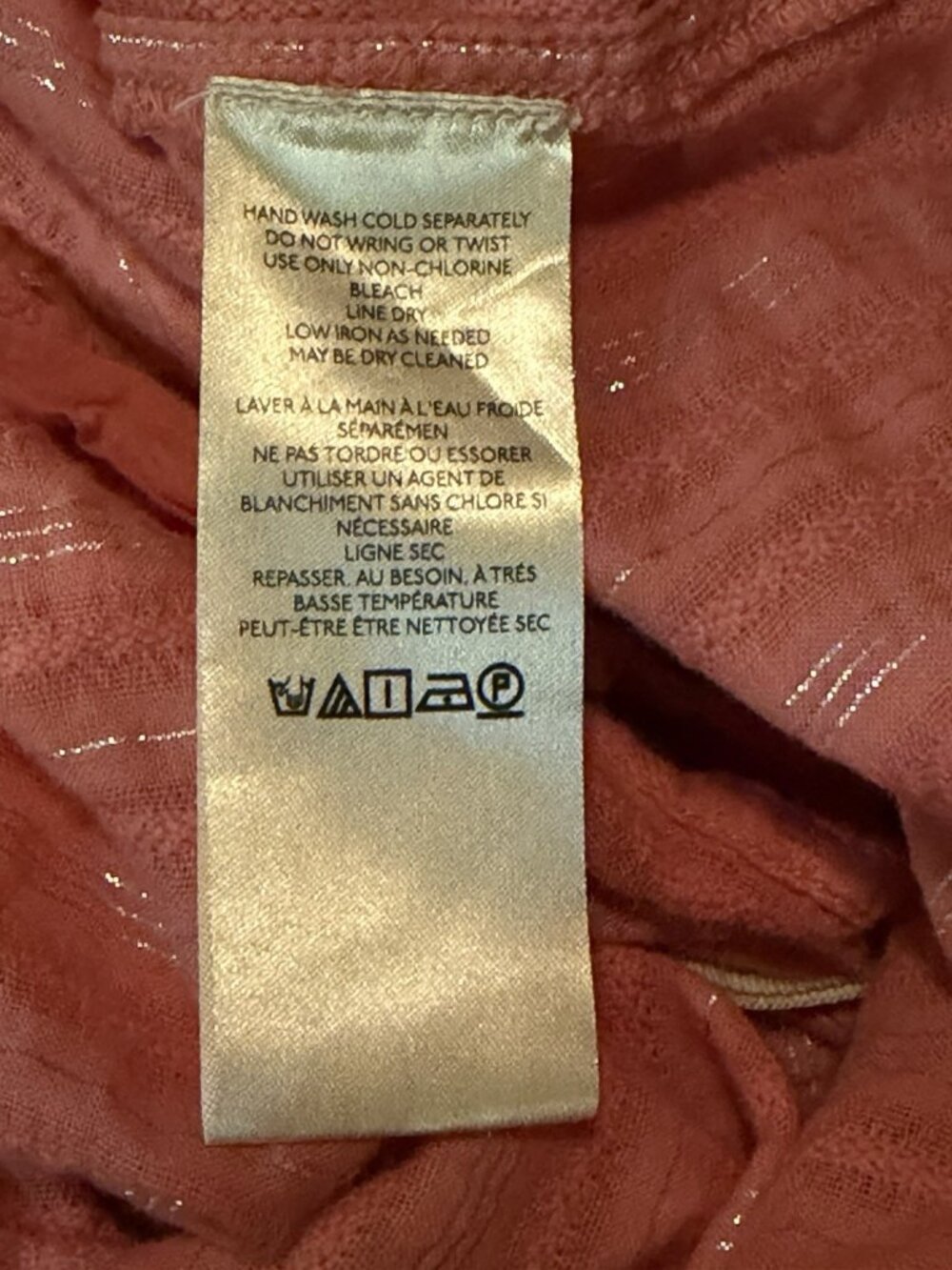 Pilcro Anthropologie Tavi Salmon Pink Metallic Thread Oversized Blouse SZ XS - Picture 5 of 8